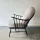 Fauteuil Windsor Ercol modèle 994 vintage, réupholstéré en bouclé blanc