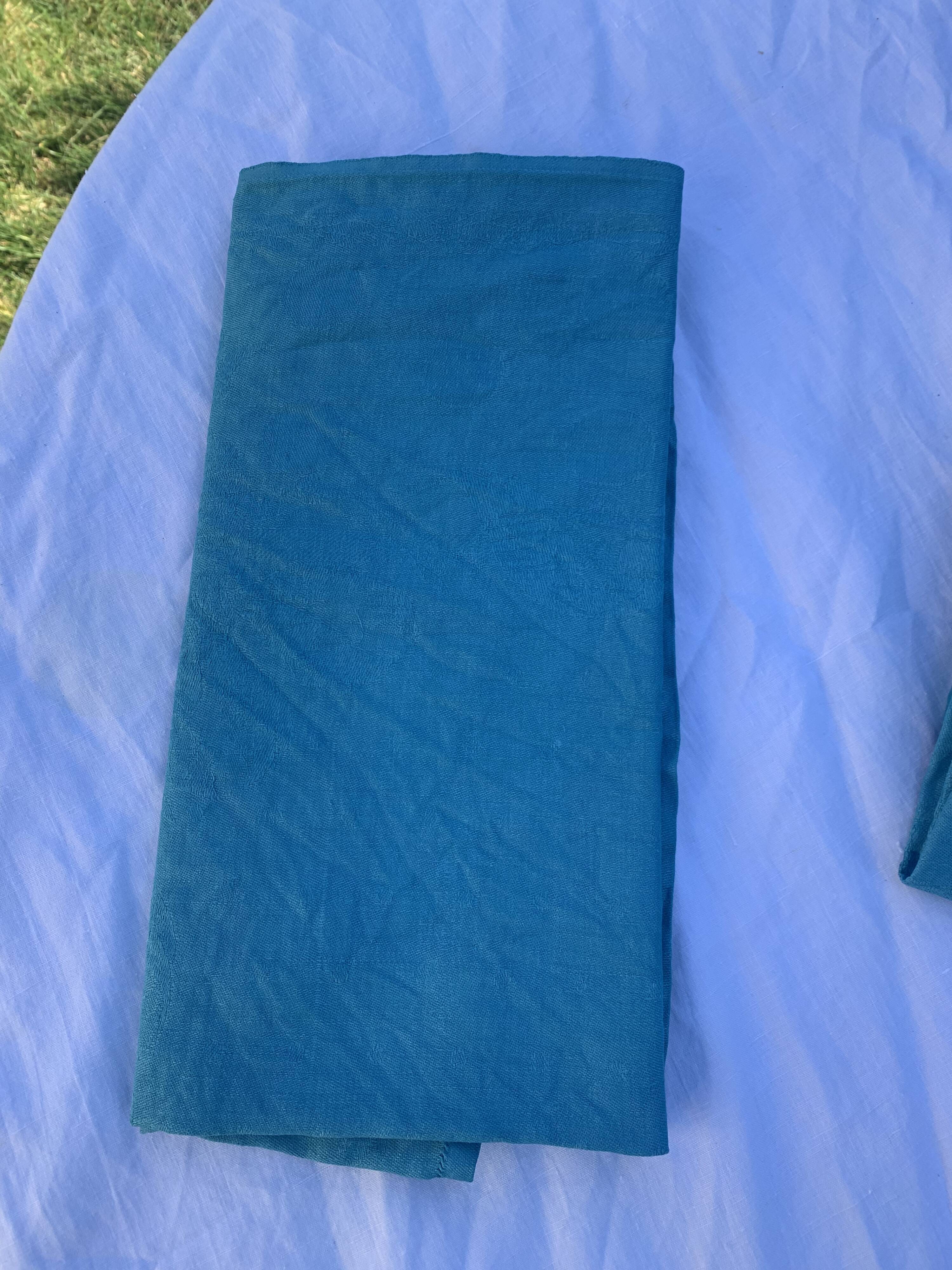 6 serviettes en coton damassées teintées bleues émeraude