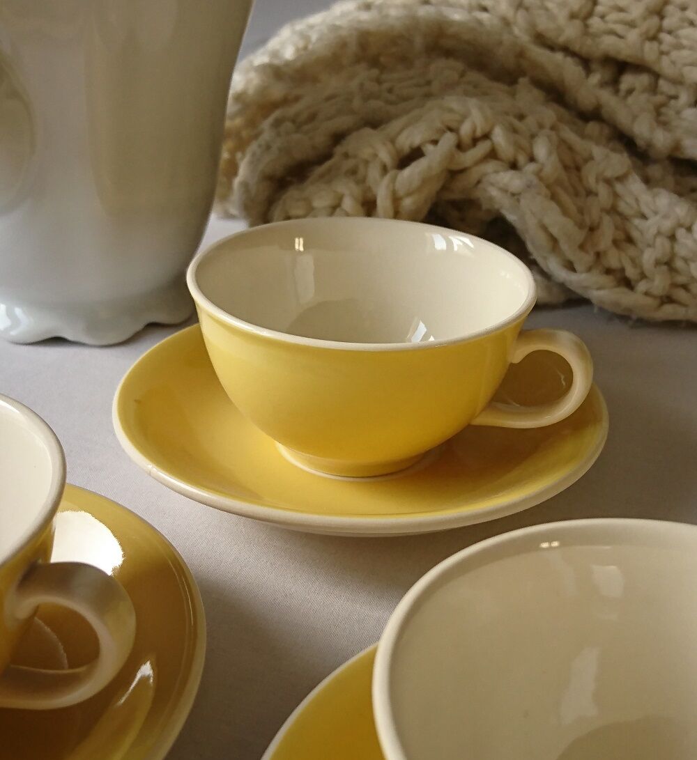 Coffee set 5 yellow cups Villeroy & Boch vintage