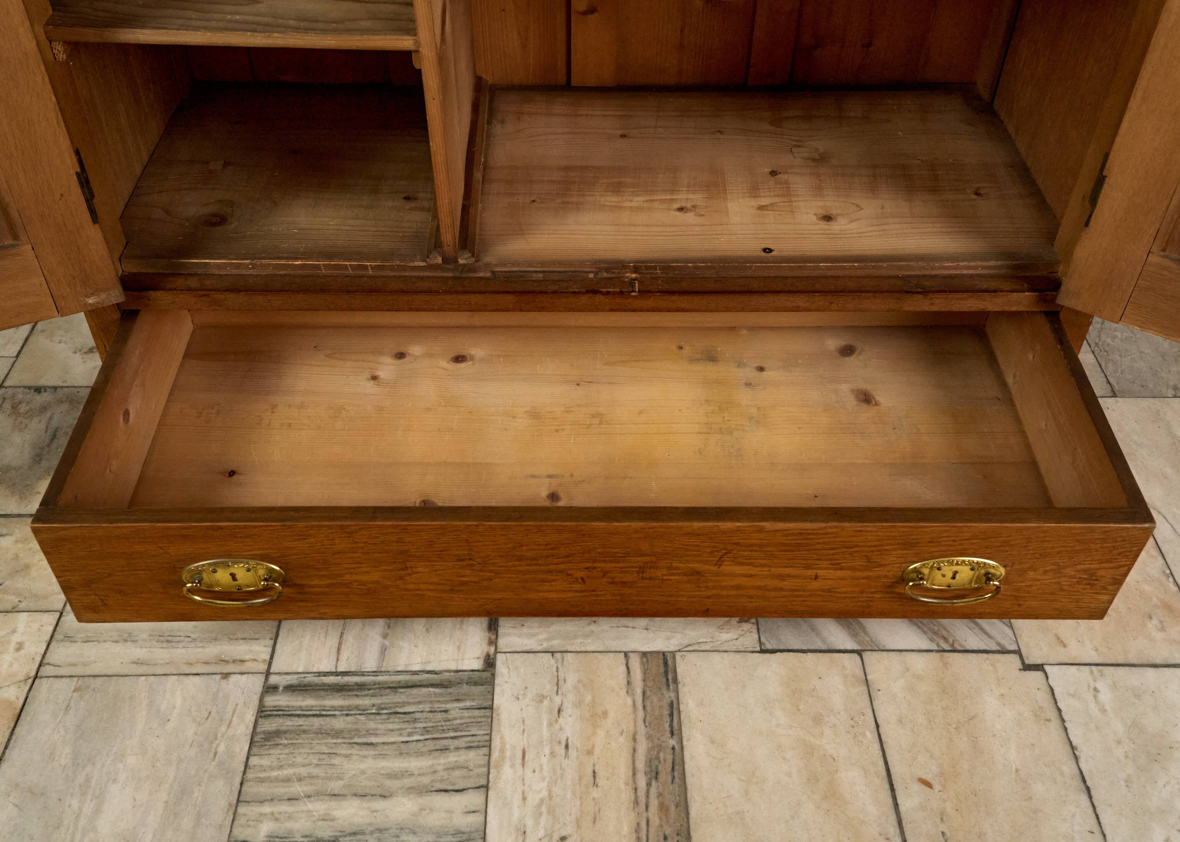 Vintage Wooden Wardrobe, 1930s, Czechoslovakia