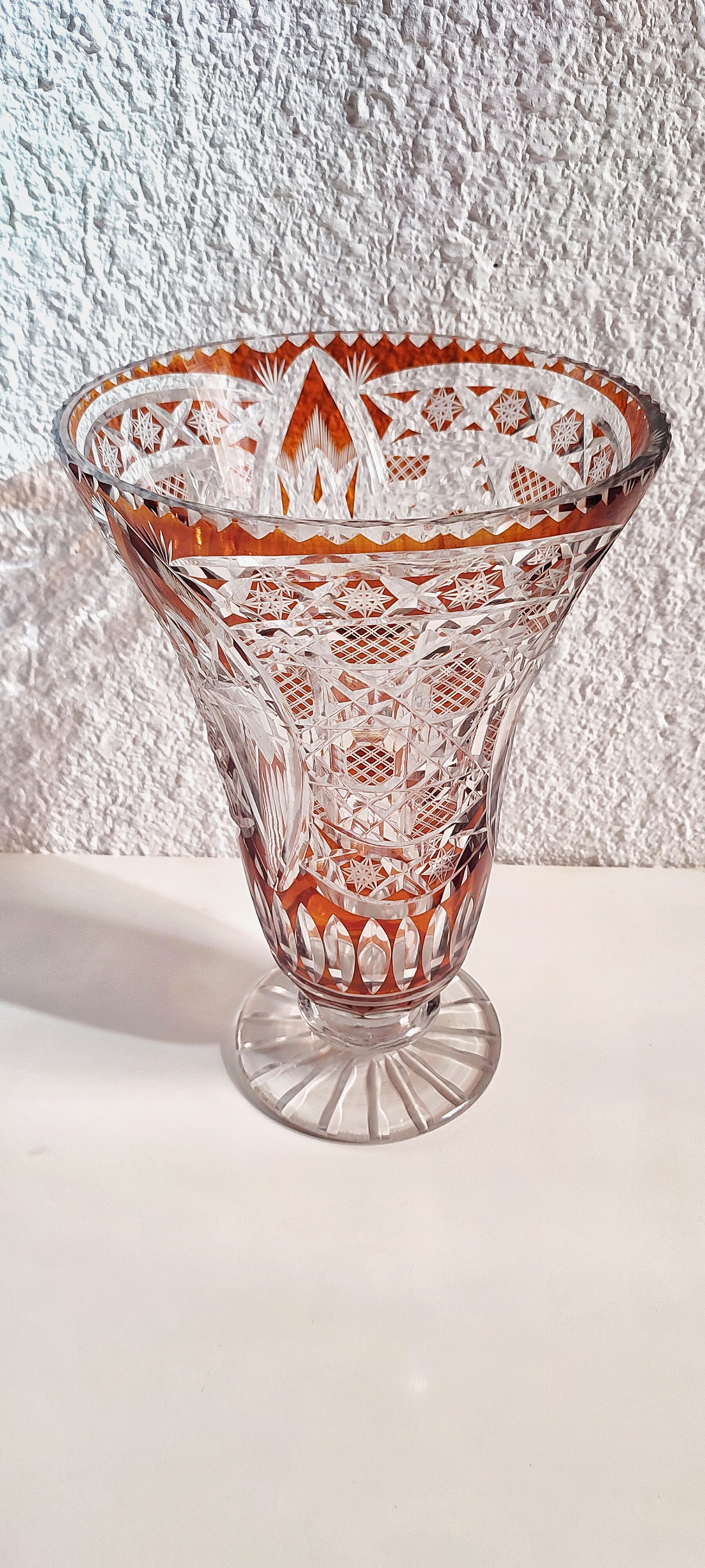 Bohemian glass vase. Czech Republic 1980s.