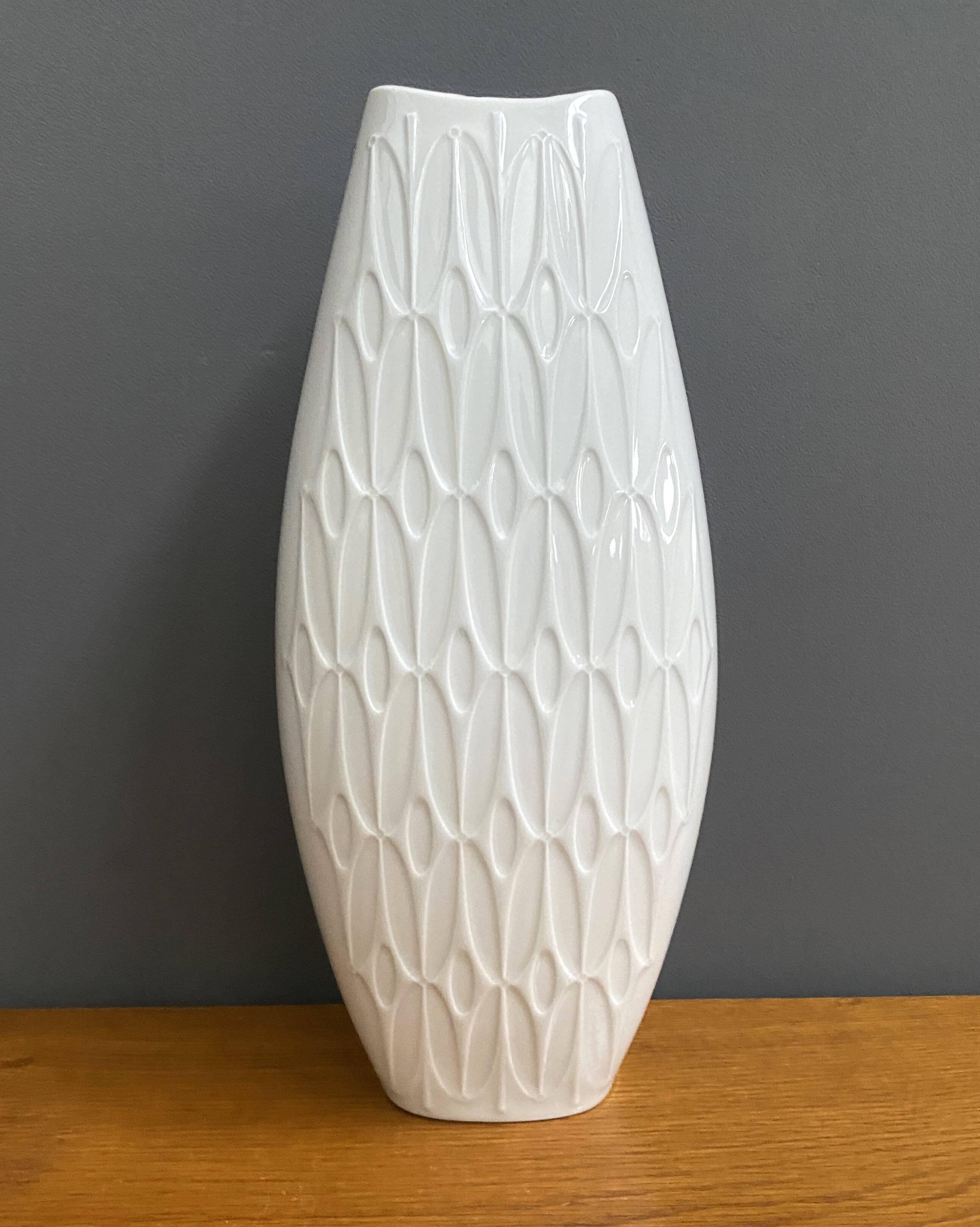 Large vintage white ceramic vase by Alka Kunst Bavaria