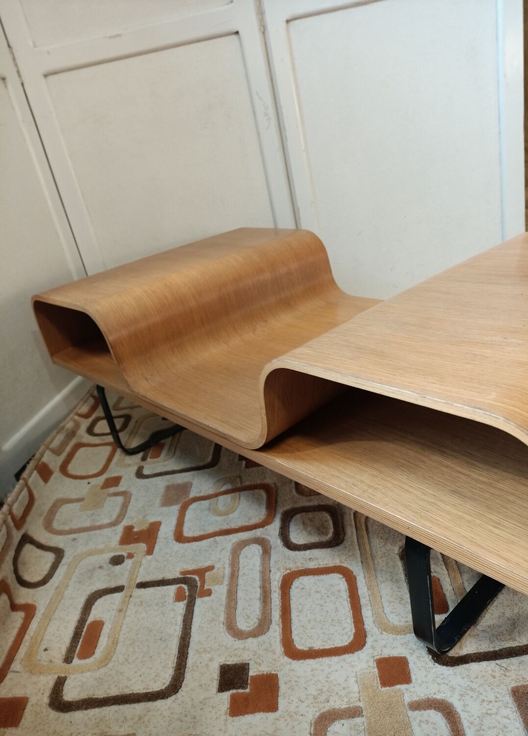 Curved wooden coffee table