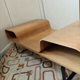 Curved wooden coffee table