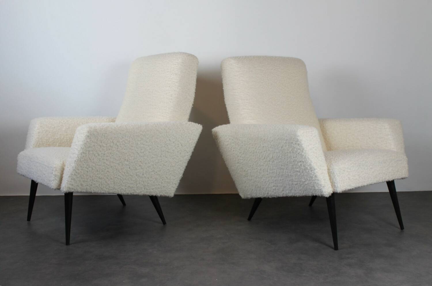 Paire de fauteuils 1960 bouclettes laine