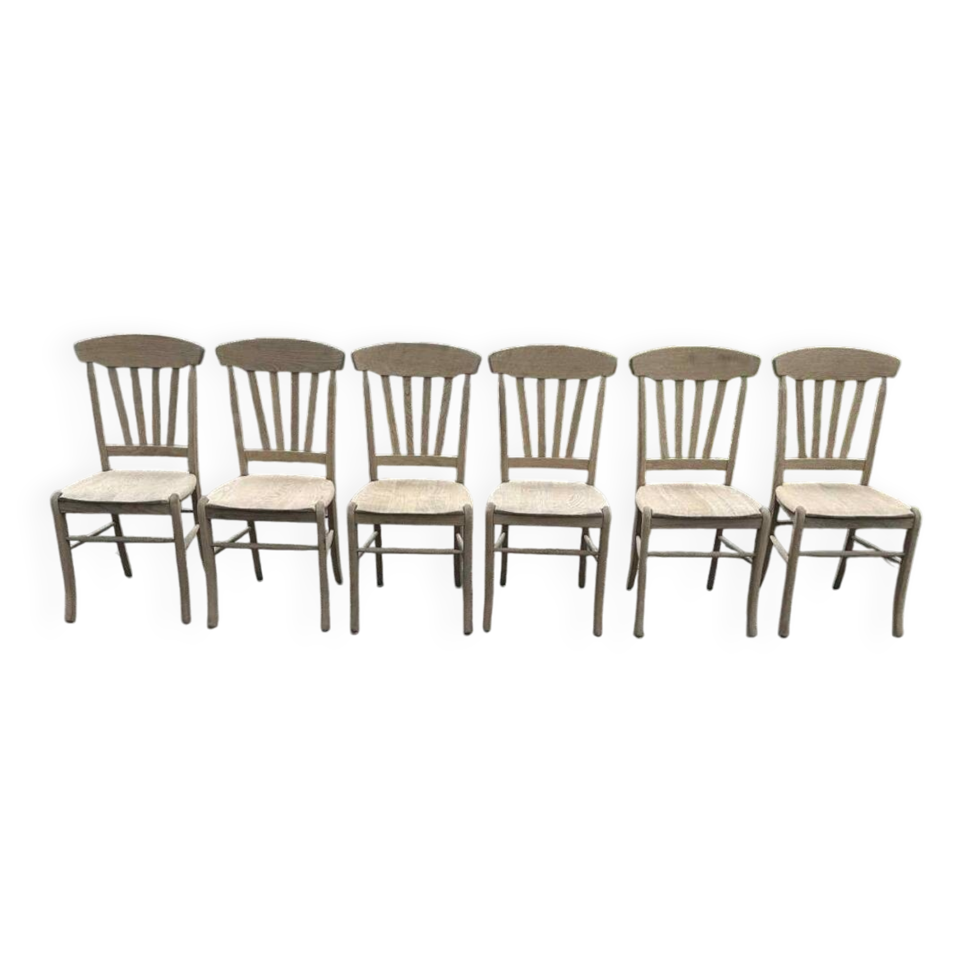 Set of 6 raw wood chairs