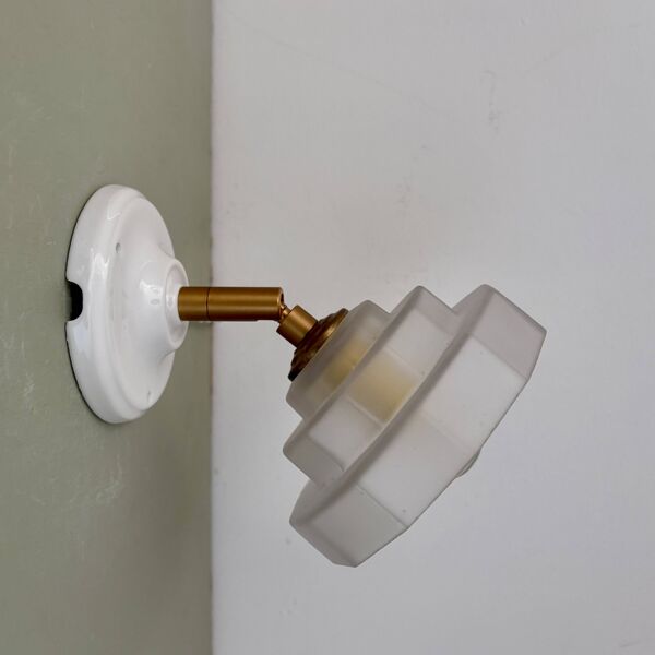 Applique, abat-jour vintage Art Déco en verre dépoli