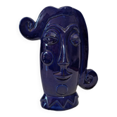 Blue face vase ceramic design 20th century Sandra Corina