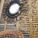 Mirror rotin braided wicker flower shape 60cm