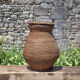 Old basket, burgundy straw and bramble with lid, woven basket