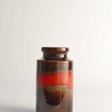 Mid-century Modern Fat Lava Red and Brown Stoneware Vase by Scheurich, W Germany