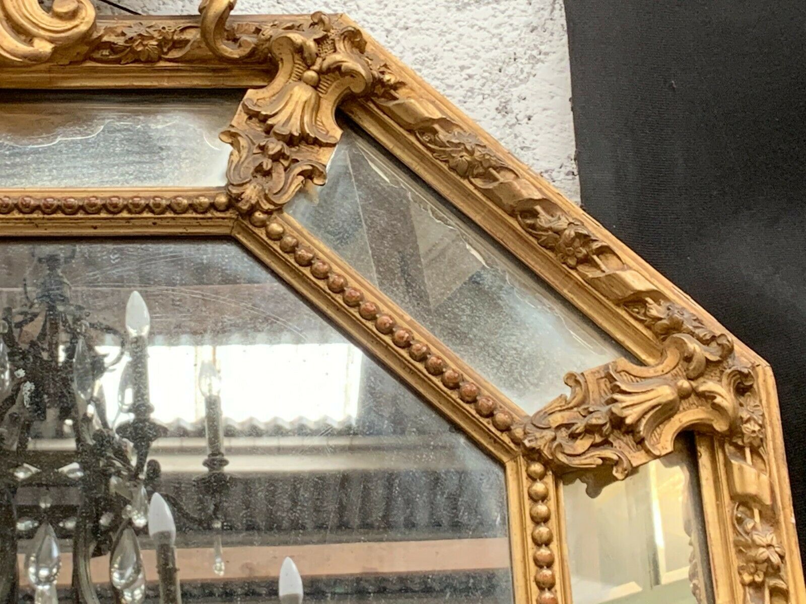 Mirror has wooden closed and gilded stucco  Napoleon III 19th century