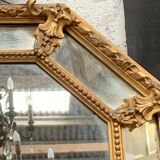 Miroir a pare closes en bois et stuc doré Napoléon III XIX siècle