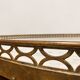 Bouillotte table in Louis XVI style with marquetry, marble, and brass.