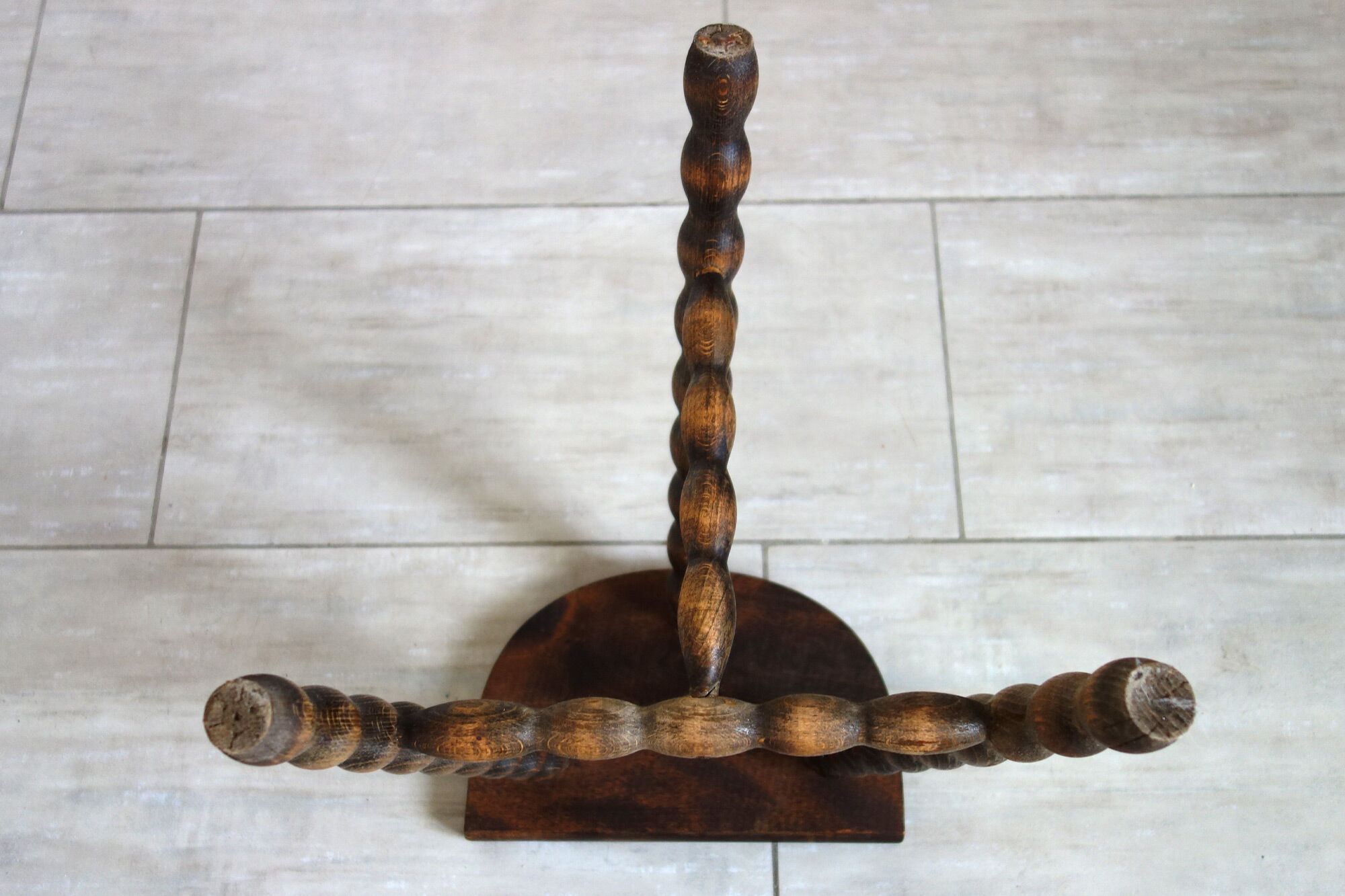 Wooden tripod stool half moon turned 60s