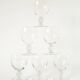 Set of 6 large wine glasses with intricately carved stems, in engraved crystal, Art Nouveau