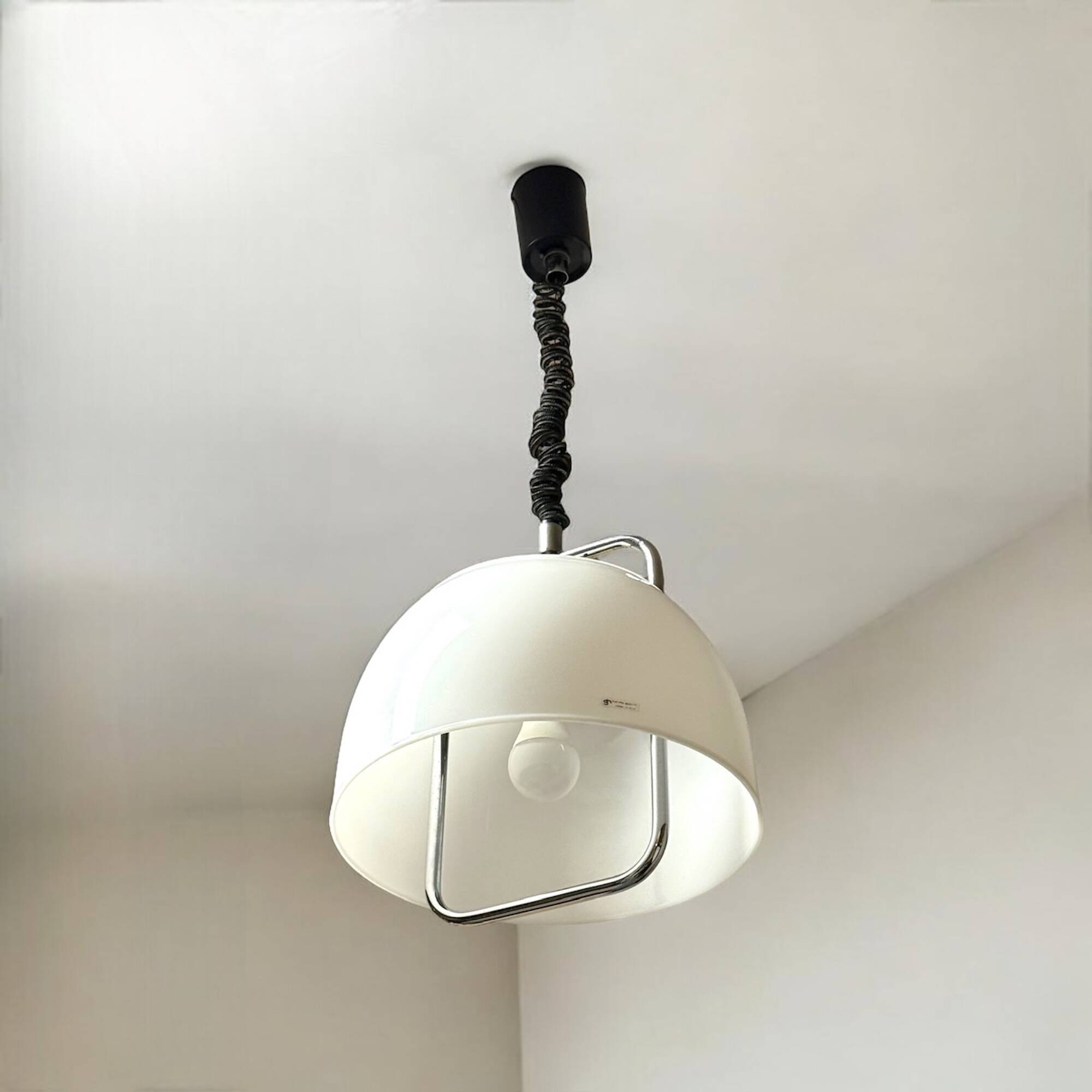 Pendant Lamp Harvey Guzzini with Large Acrylic Shade, 1970s