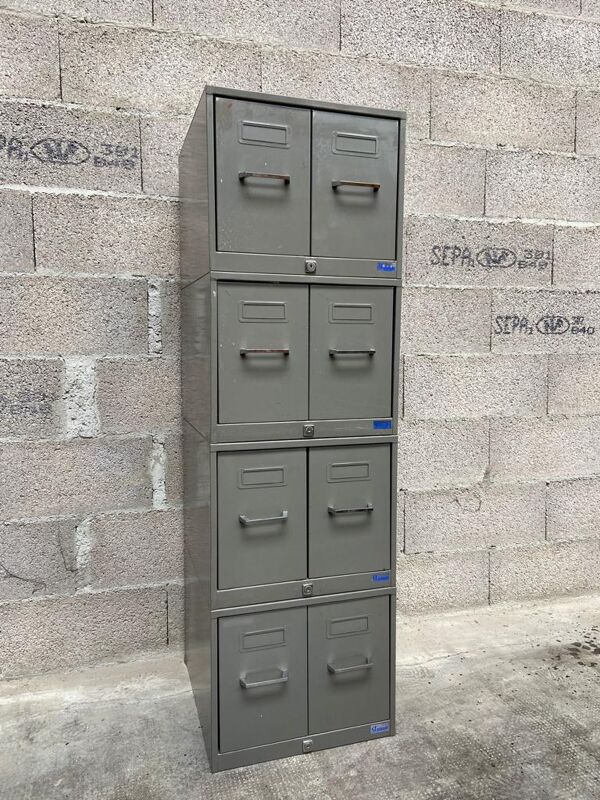 Meuble de métier meuble d'archivage modulable 8 tiroirs métal classeur industriel 1960s