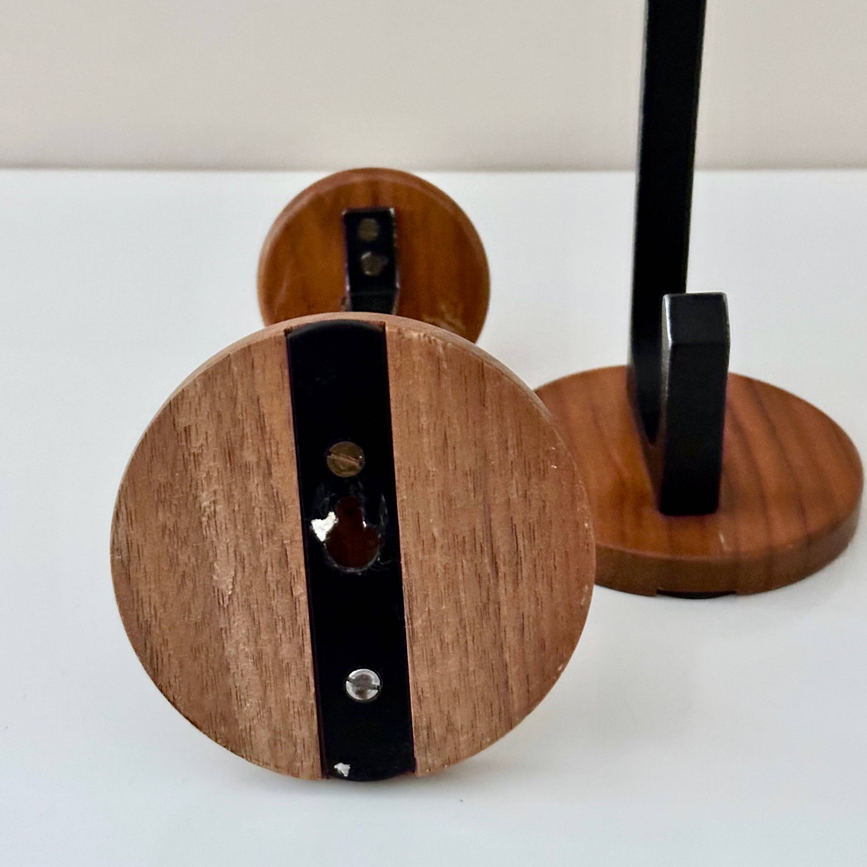 4 Vintage Wooden Coat Hooks, Mid-Century Modern Wall Coat Rack, Retro Style