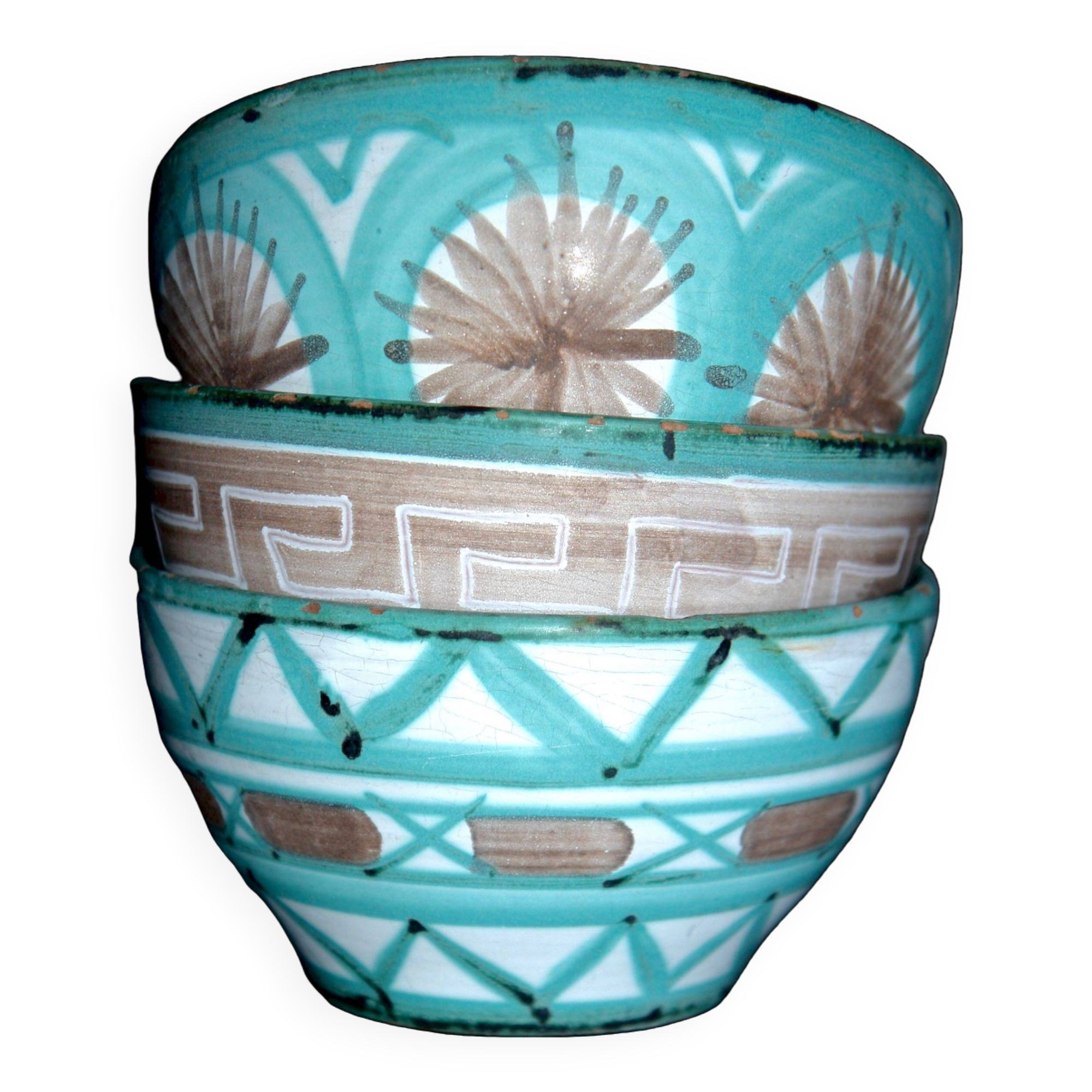 Three Robert Picault bowls, Vallauris ceramics from the 1950s.