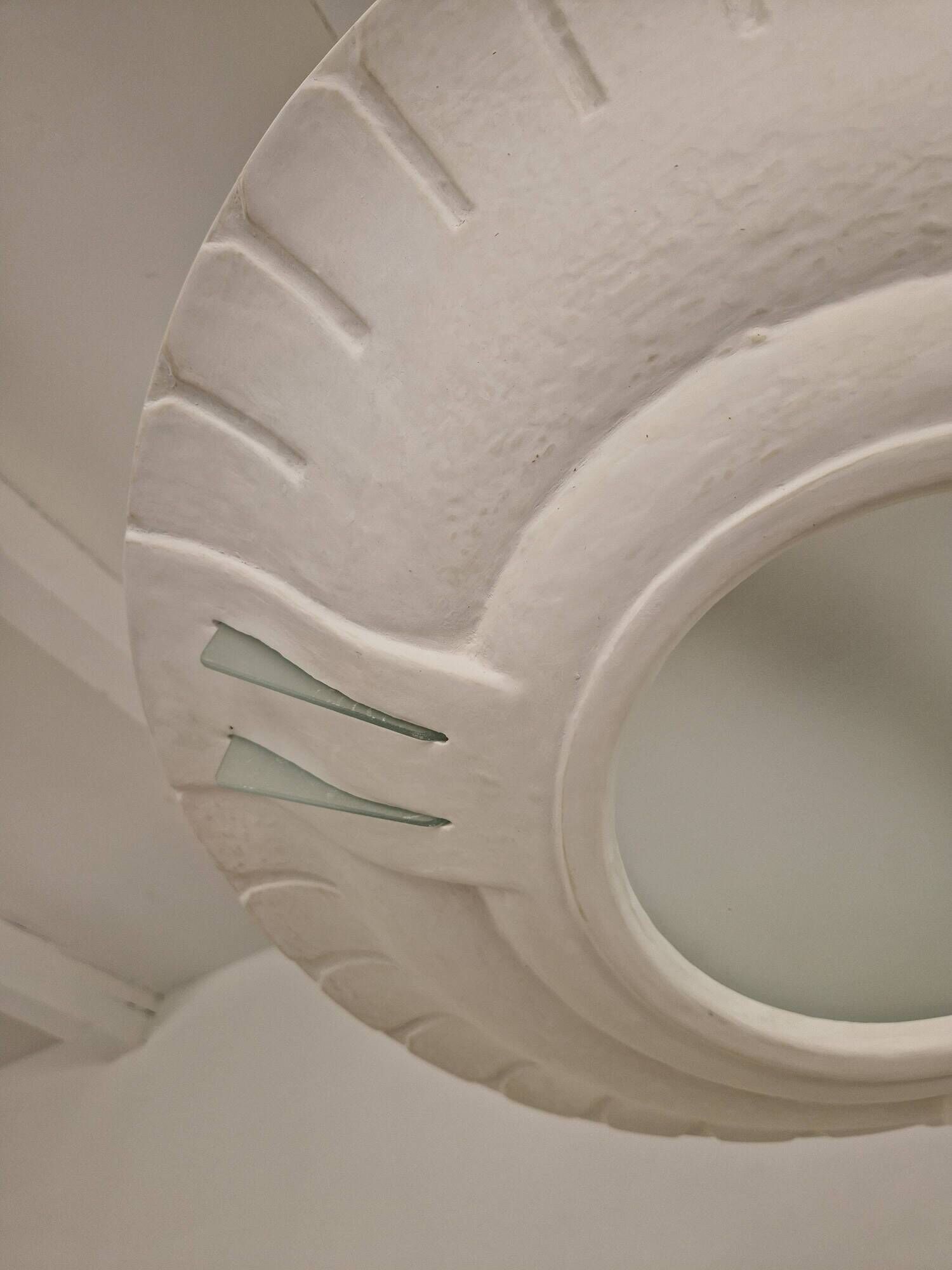 Plaster and frosted glass chandelier by Maison Arlus circa 1950