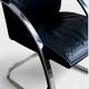 Set of 6 black leather armchairs — Gisberger — Circa 1980