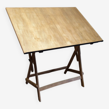 Old architect's table all in wood 50s