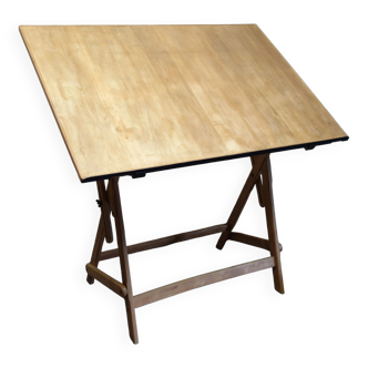 Ancienne table d'architecte tout en bois années 50