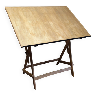 Old architect's table all in wood 50s