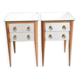 Pair of vintage 1950s mirrored bedside tables