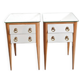 Pair of vintage 1950s mirrored bedside tables