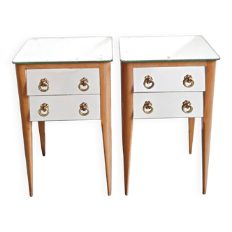 Paire de chevets miroir 1950 vintage