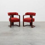 Set of Two Red Reupholstered Art Deco Chairs, Belgium ca. 1920