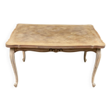 Louis XV extendable dining table renovated in raw wood 220cm