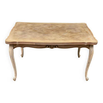 Louis XV extendable dining table renovated in raw wood 220cm