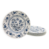 6 Dinner plates, J & G Meakin Classic White Blue Nordic.