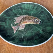 Fish service in glazed earthenware painted by hand signed Le Mao - 1960