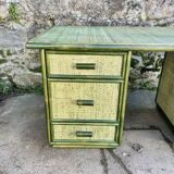 Large green rattan desk