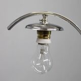 Czechoslovak Art Deco chrome chandelier with opaline glass, 1930s