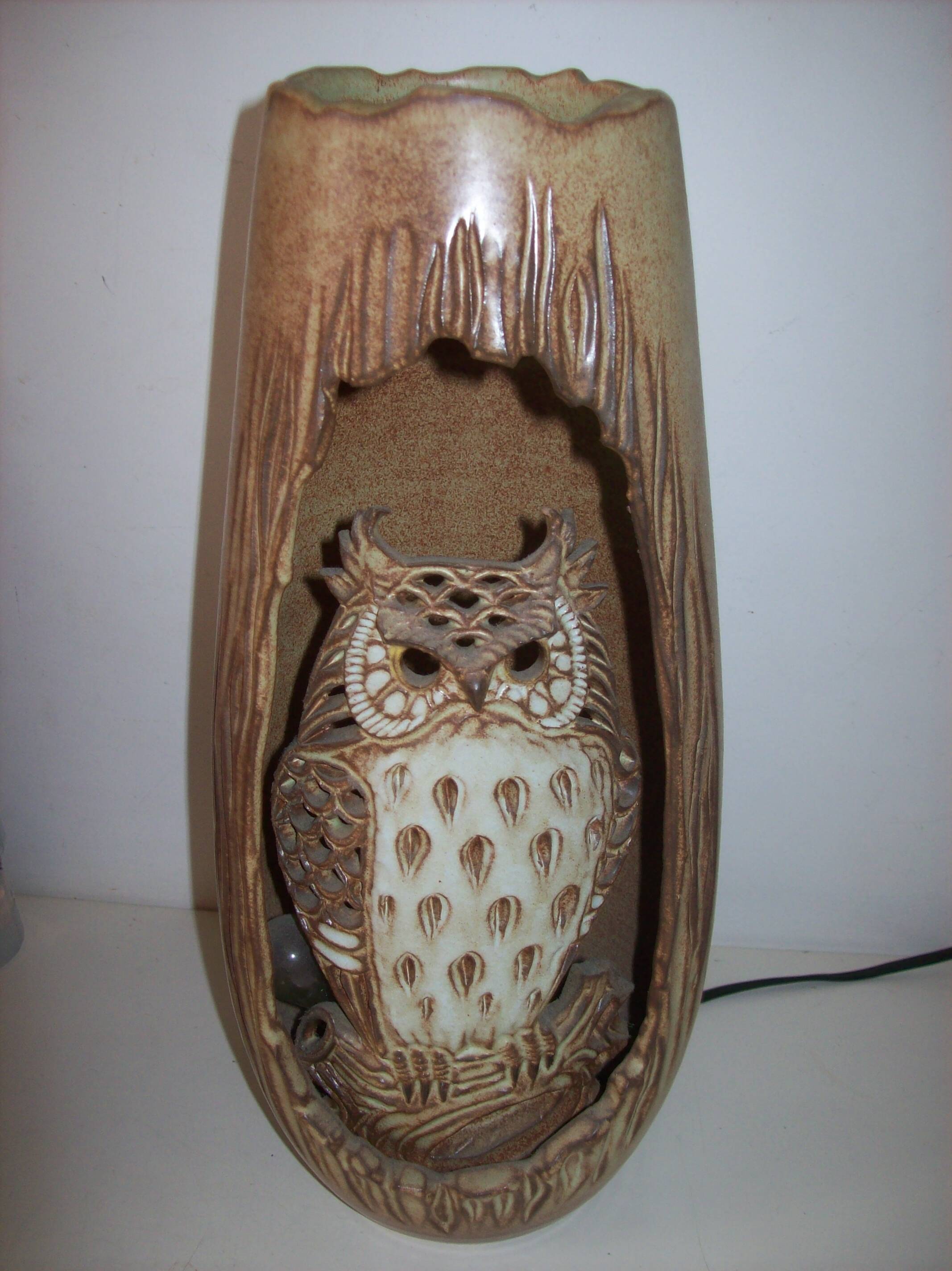 Owl lamp signed fonck and mateo vallauris
