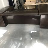 Italian design black leather sofa Cini Boeri 'Brigadier' for Knoll 1980s