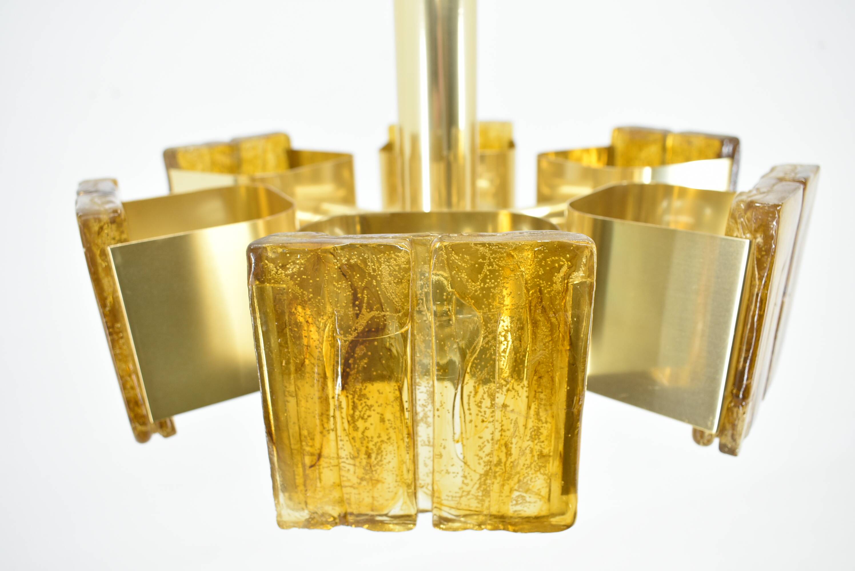 Mid-century design brass and resin pendant, 1960s / Hungary