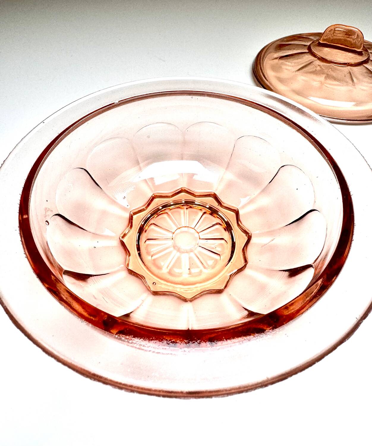 Set of two vintage pink glass boxes