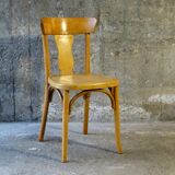 Vintage wood-curved bistro chair 1960