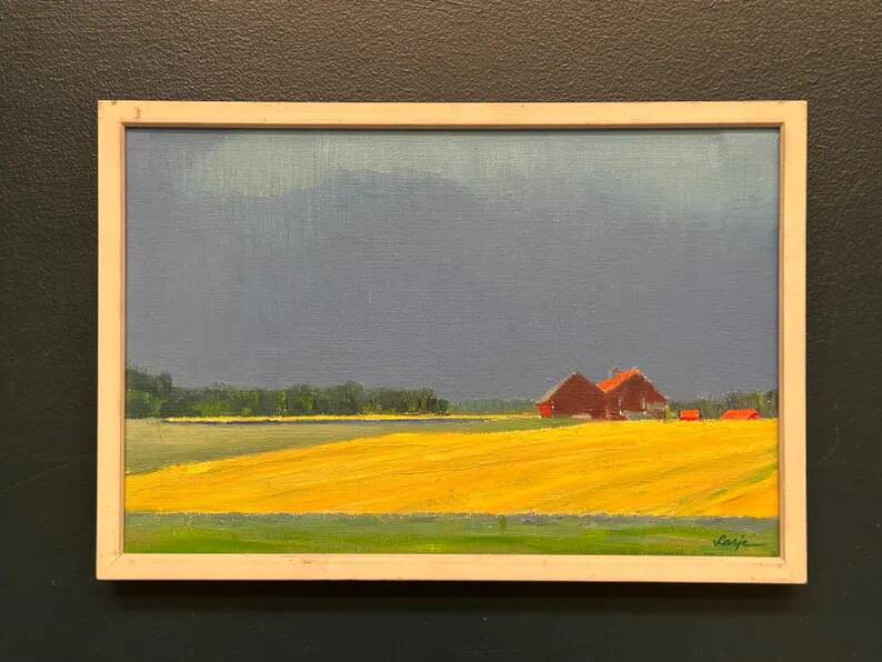 Original Swedish Oil on Canvas – "Approaching Storm" by Astrid Larje – Signed – Vintage and Framed – 43 × 30 cm (16.9" × 11.8")