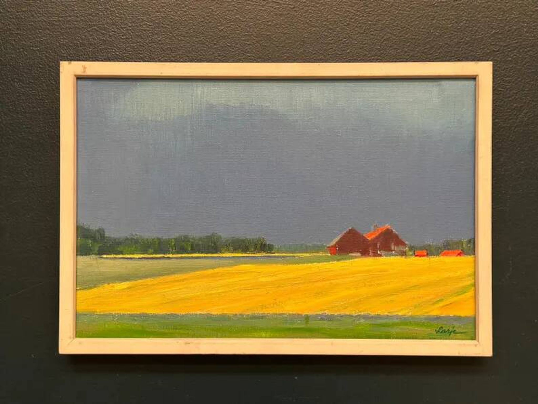 Original Swedish Oil on Canvas – "Approaching Storm" by Astrid Larje – Signed – Vintage and Framed – 43 × 30 cm (16.9" × 11.8")