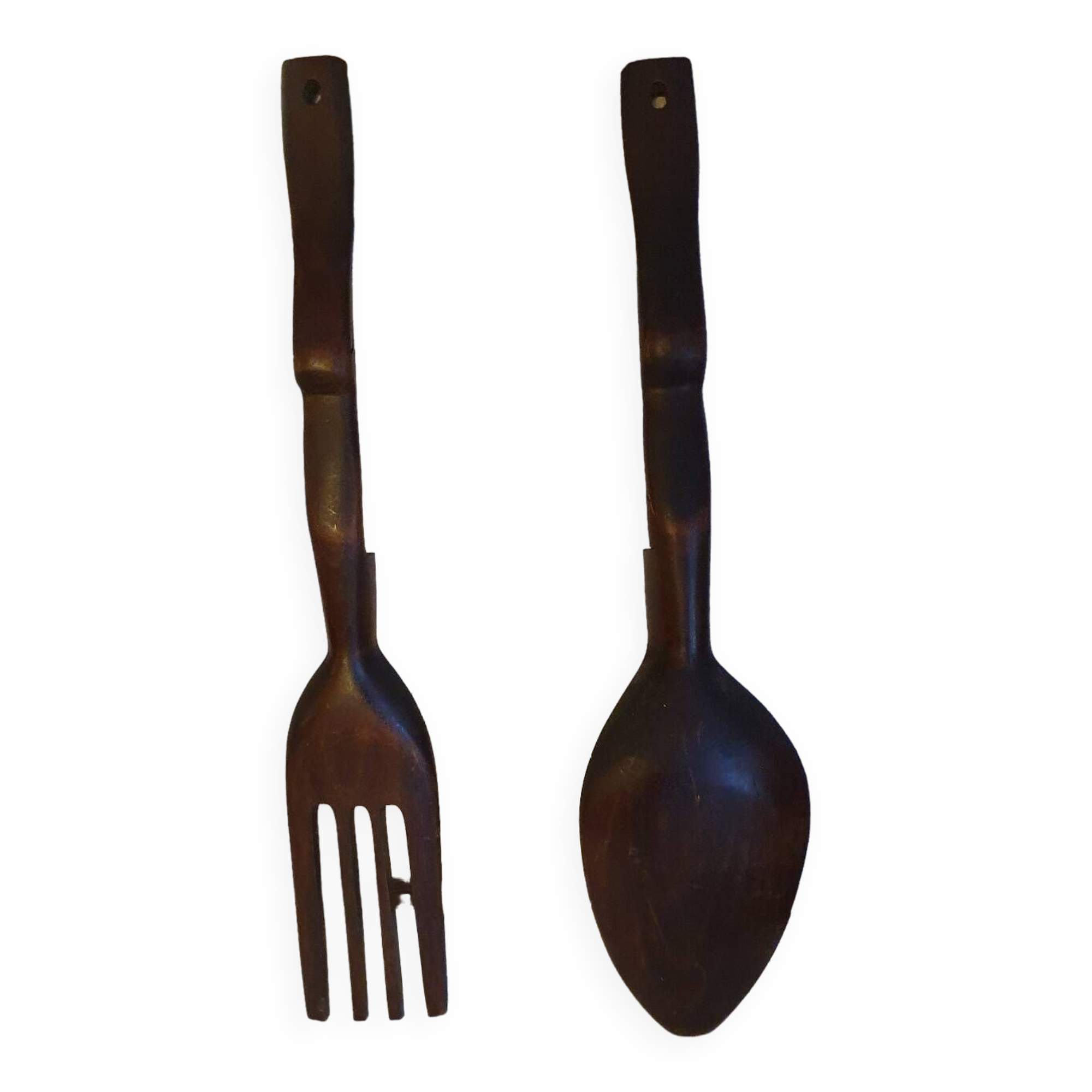 Large wooden serving cutlery folk art vintage African art
