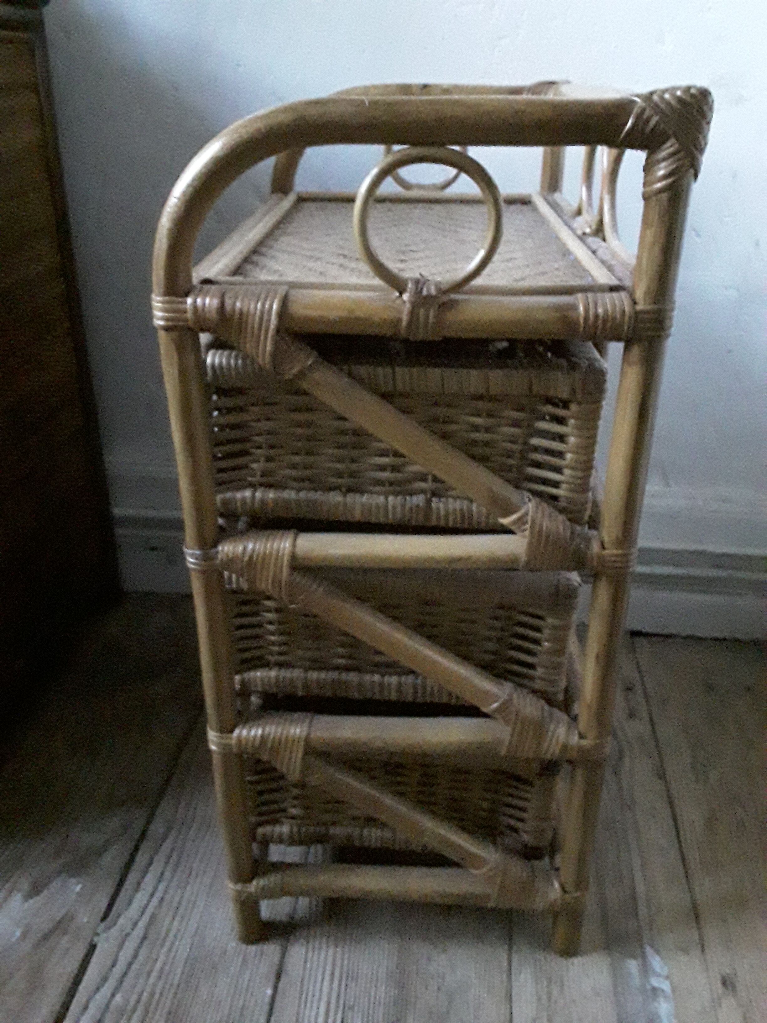 Vintage rattan chest of drawers