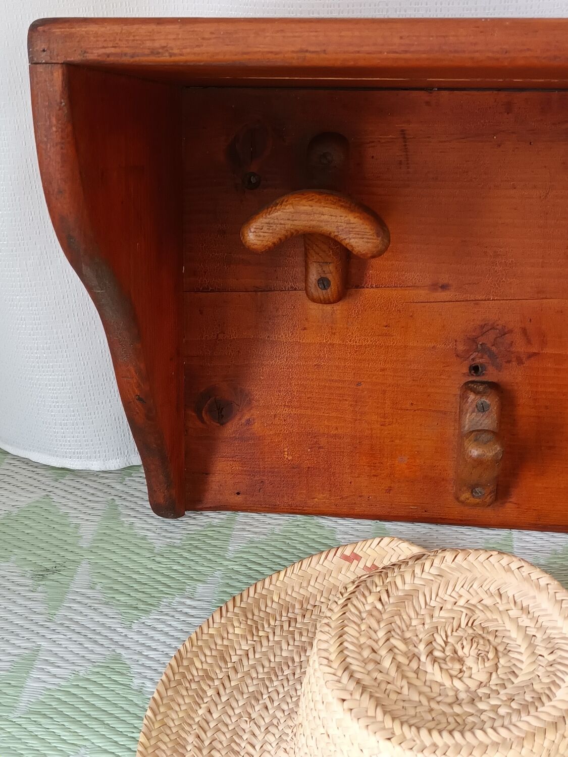 Vintage wooden wall coat rack