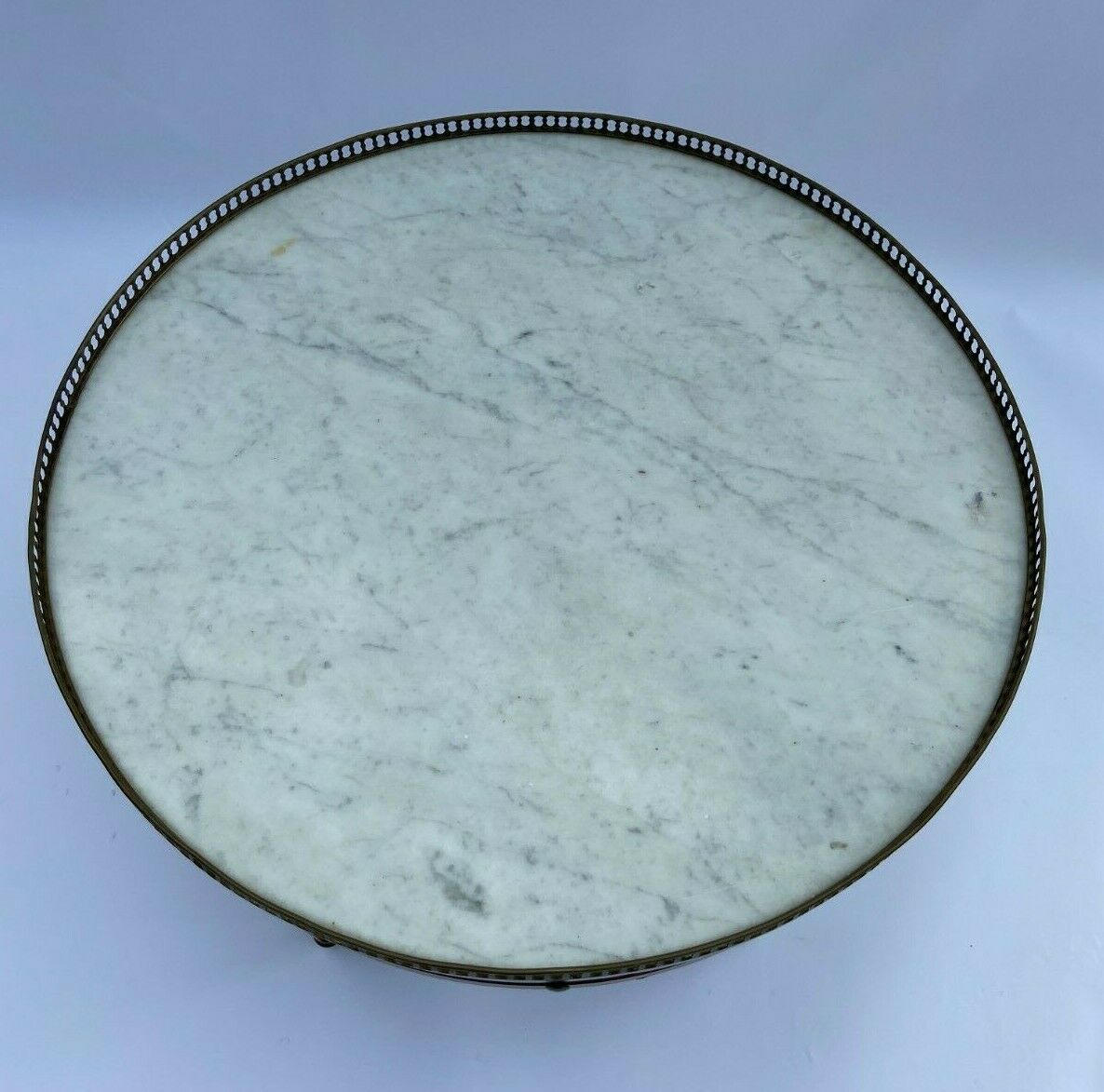 Table bouillote 1950 marble foot with louis xvi style gallery